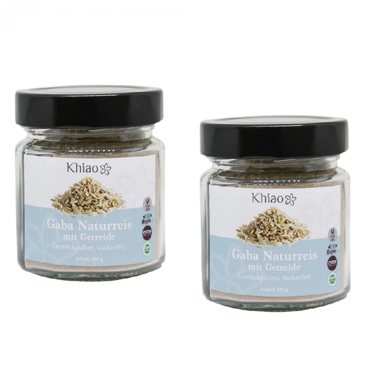 Khiao - Beach Gaba Naturreis Pulver - Mahlzeitenersatz - 2 x 225 gr im Glas - Vegan ohne Gluten
