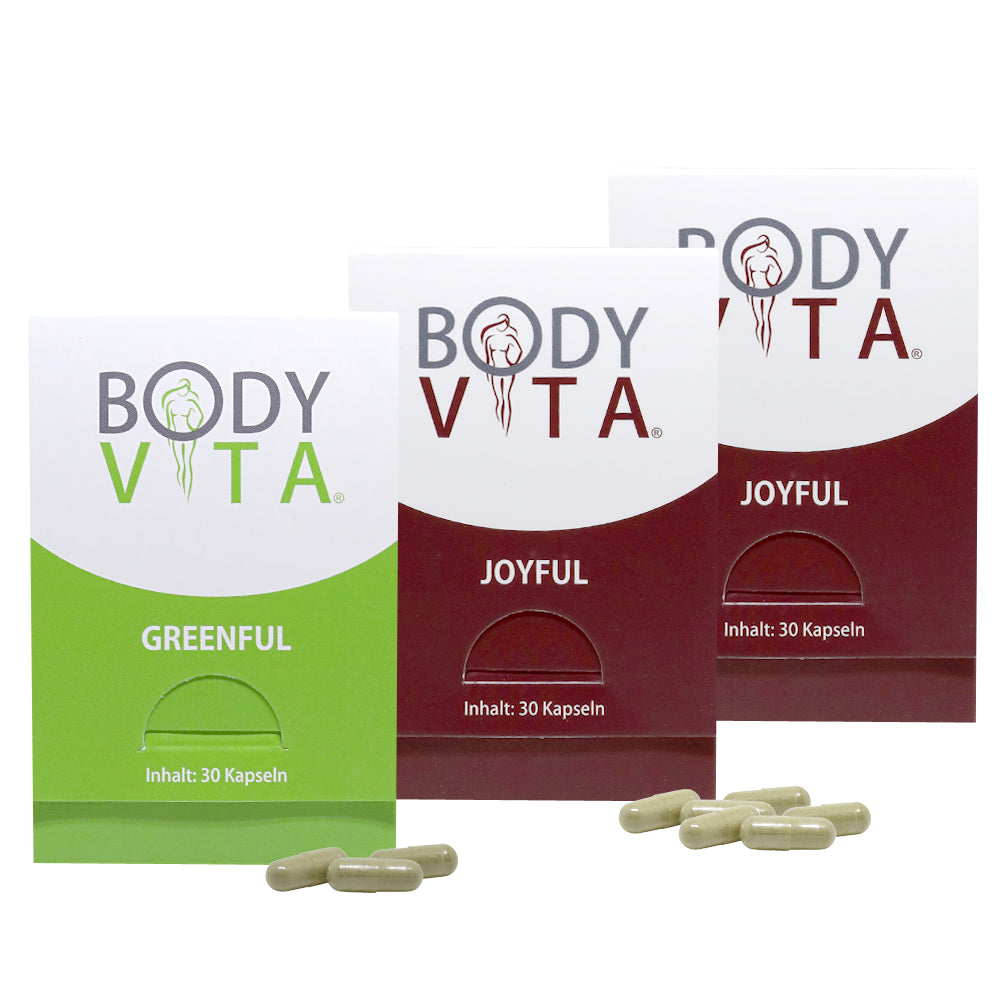 Bodyvita - Happy Engergie Set - Mit Greenful Energie Kapseln 30 Stück & Joyful Depression Kapseln 2 x 30 Stück